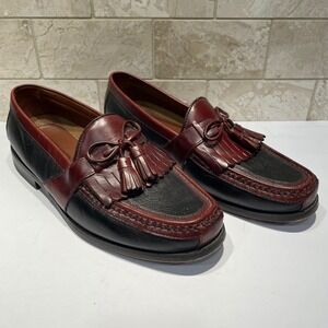 Johnston & Murphy Mens Kiltie Tassel Loafers 9M‎ Black Burgundy Leather 20-0592